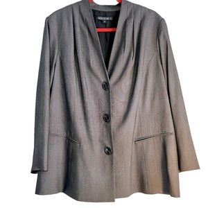 Lafayette 148 NY Virgin Wool Blazer Jacket Sz 18 Plus Size Black & White Checked